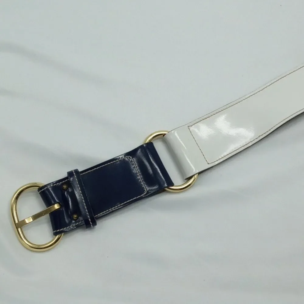 Vintage Handmade Red White and Blue Leather Calderon Belt